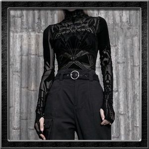 Punk Rave Black Mesh Cyber Goth Top